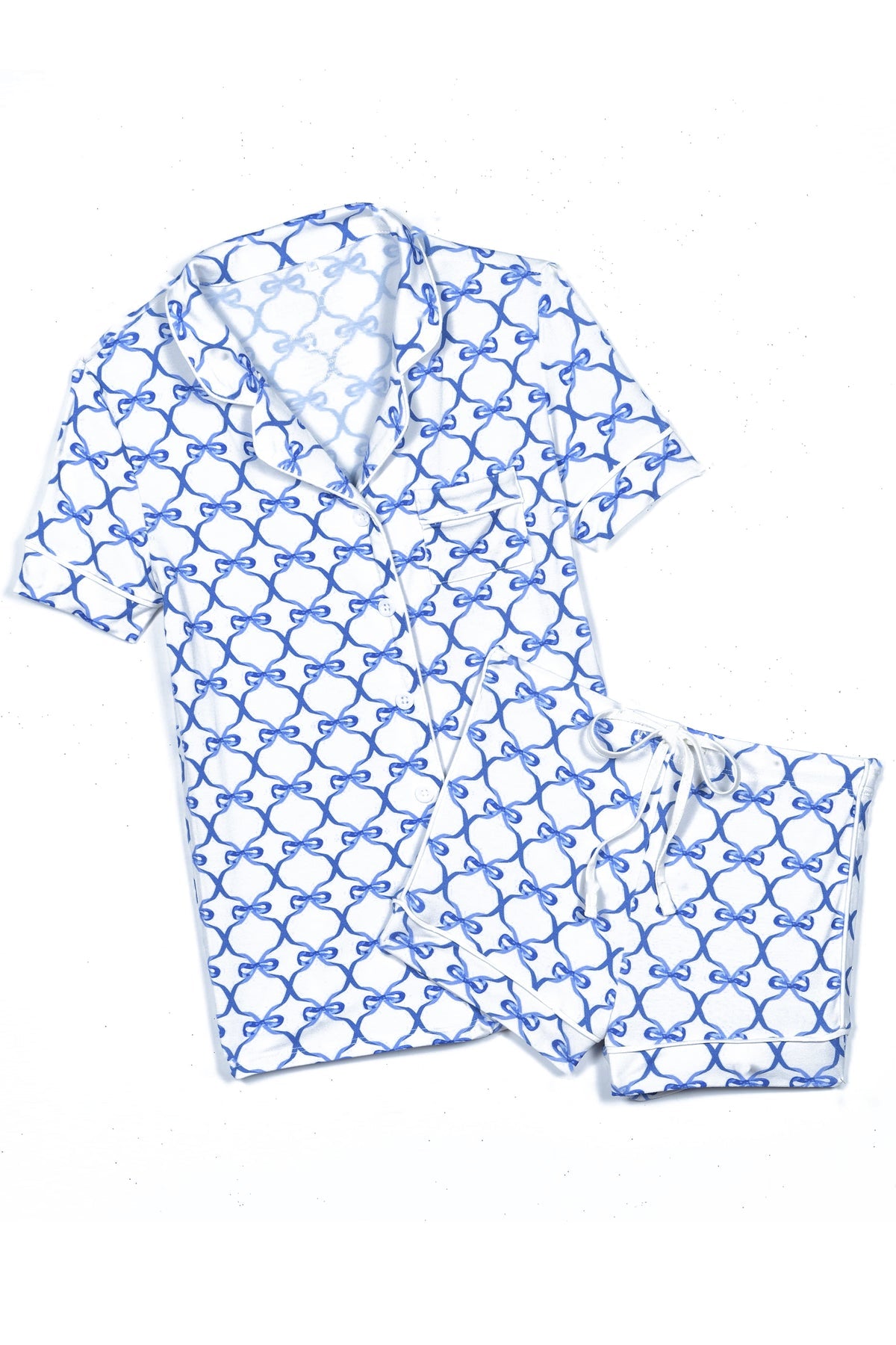 KatieJ NYC - Women - Blue Bows Lynn Shorts Lounge Set