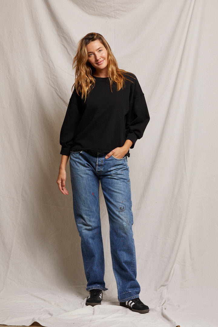 Perfect White Tee - Women - True Black Niall 3/4 Crewneck Sweatshirt