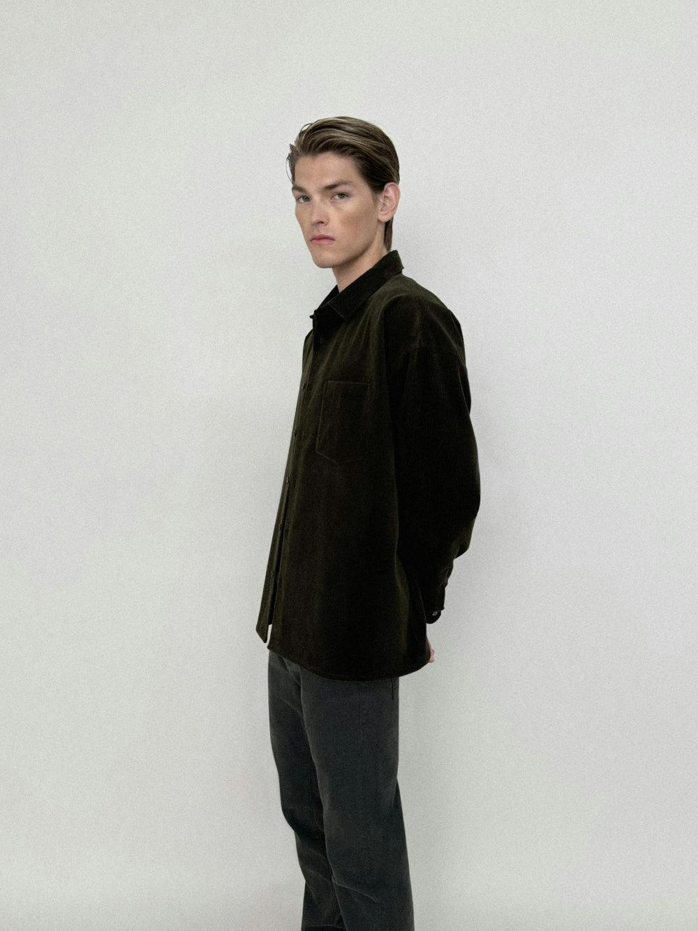 Frame - Men - Dark Olive Relaxed Corduroy Overshirt