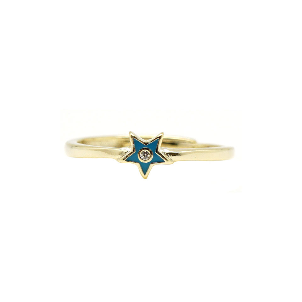 Guys N Gals - Small Star with CZ Ring - Turquoise/Gold
