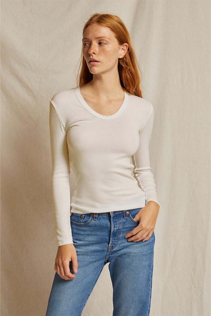 Perfect White Tee - Women - Robyn Long Sleeve U Neck