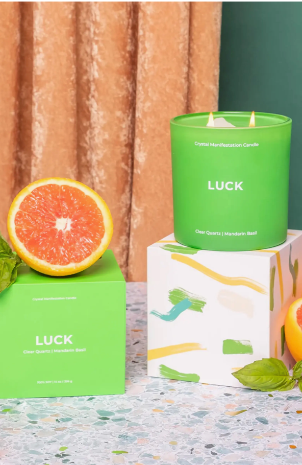 Jill and Ally - Luck Clear Quartz Crystal Intention Candle