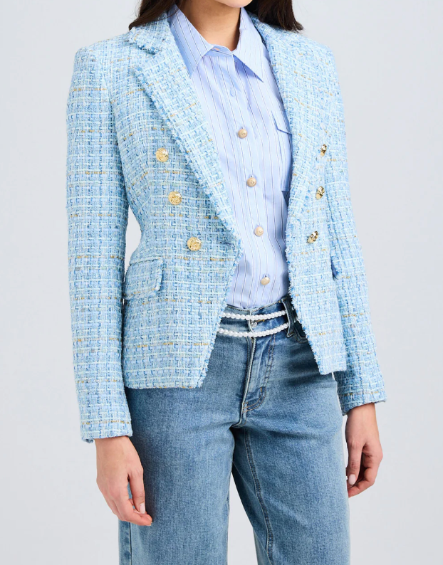 Generation Love - Women - Sky Blue Multi Eliza Tweed Blazer