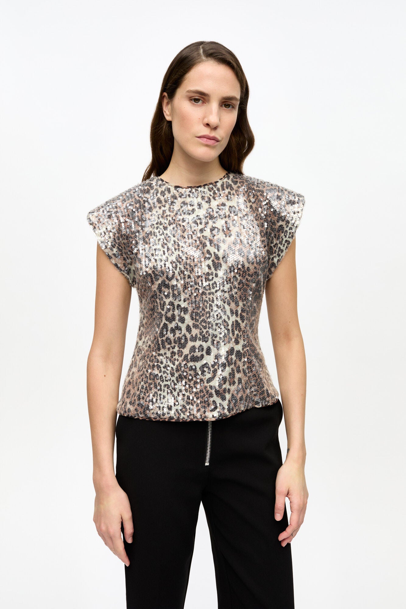 Ganni - Women - Leopard Stretch Sequins Blouse