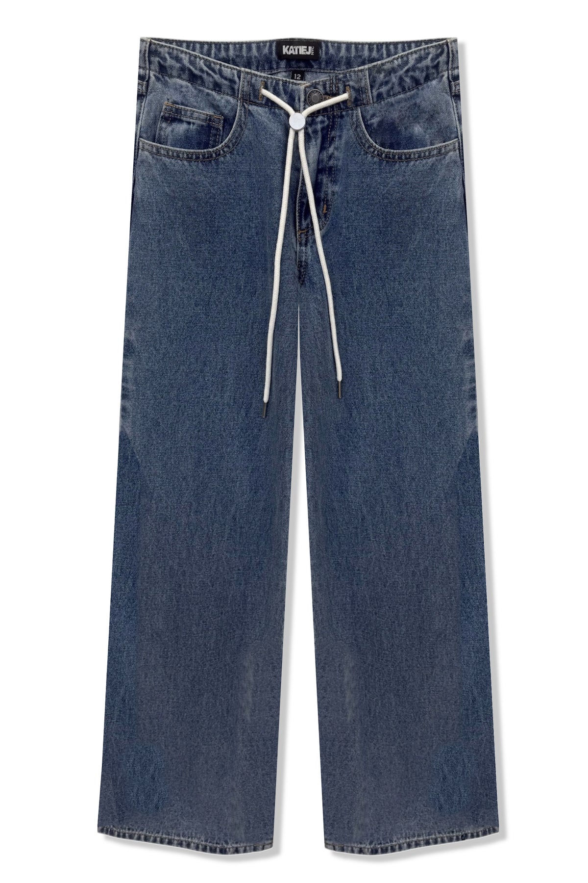 KatieJ NYC - Tween - Mid Wash Tribeca Wideleg Drawstring Jeans