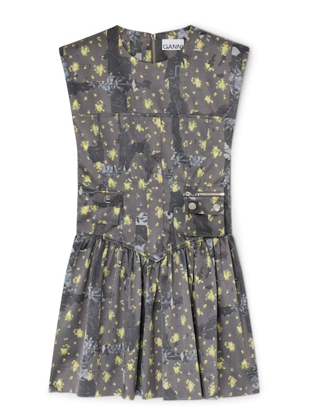 GANNI - Women - Black Sand Printed Satin Corset Mini Dress