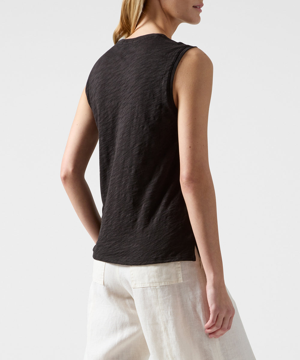 ATM- Women - Slub Jersey Sleeveless Schoolboy Tee
