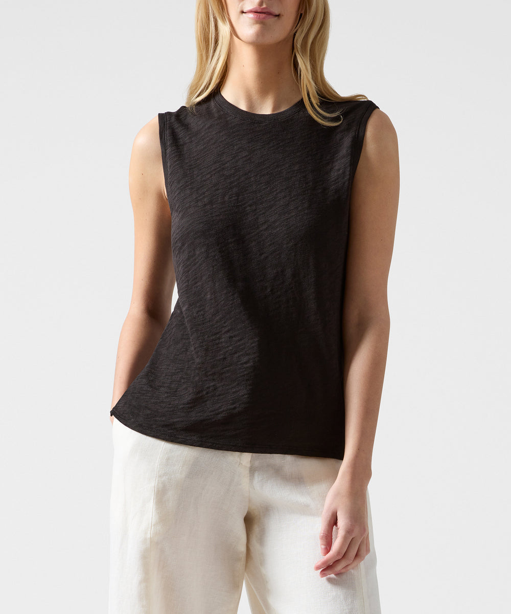 ATM- Women - Slub Jersey Sleeveless Schoolboy Tee