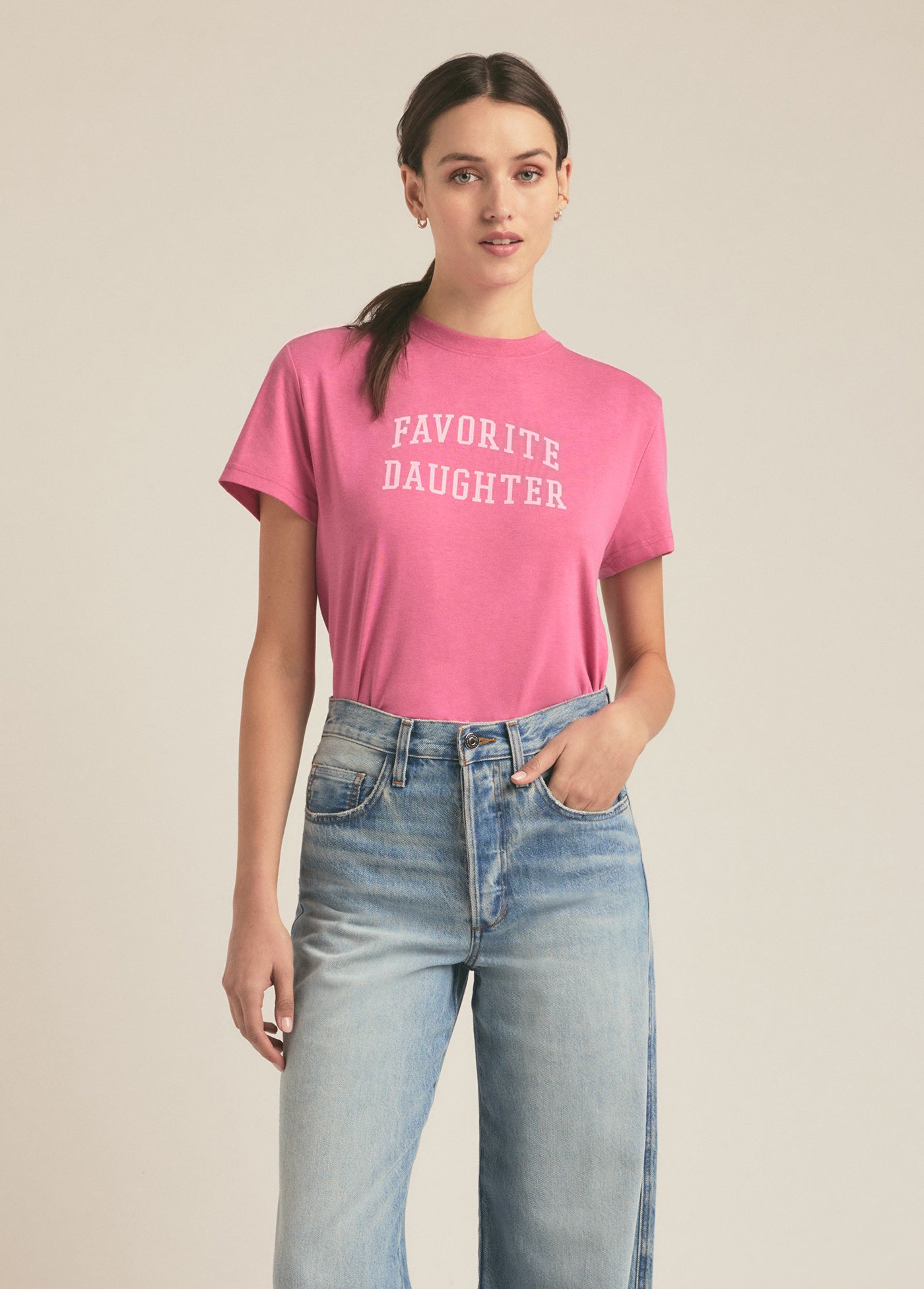 Favorite Daughter - Women - Deep Rose The Cropped Collegiate Tee