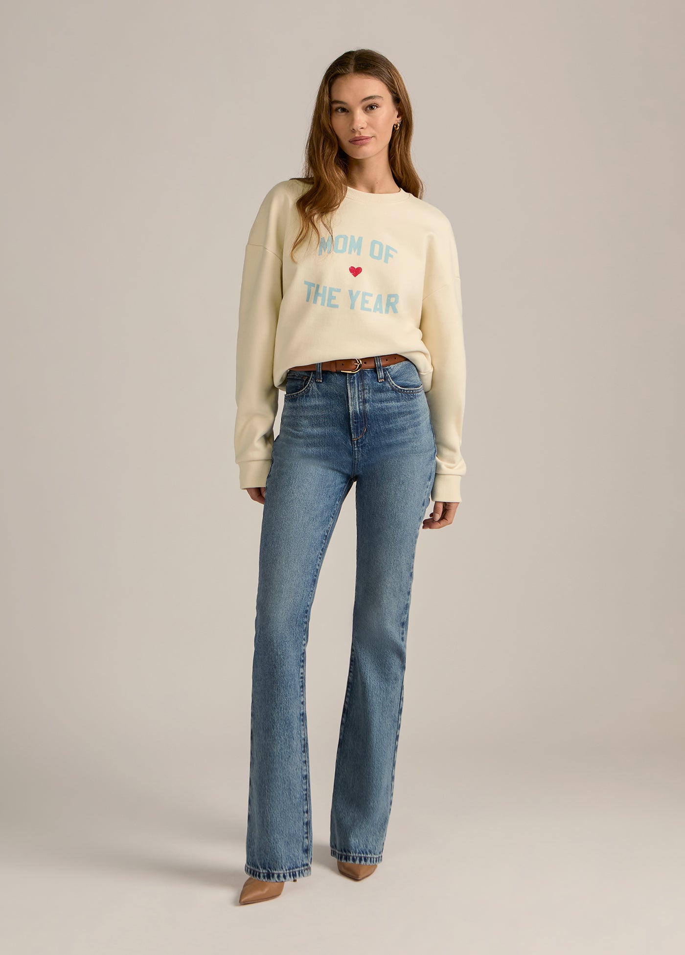 Favorite Daughter - Women - Gardenia/Baby Blue Mom Of The Year Sweatshirt