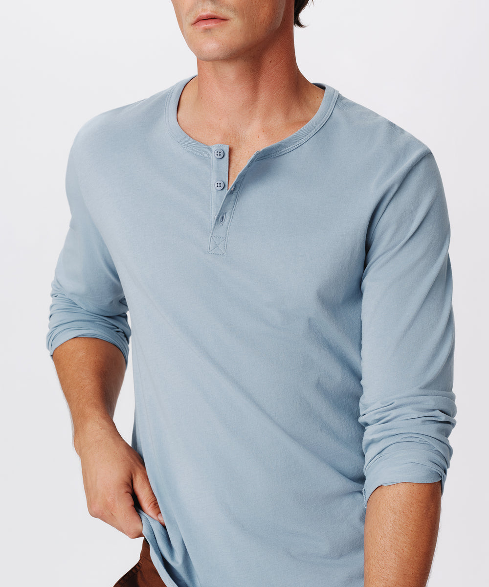 ATM - Men - Hazy Blue Classic Jersey Long Sleeve Henley