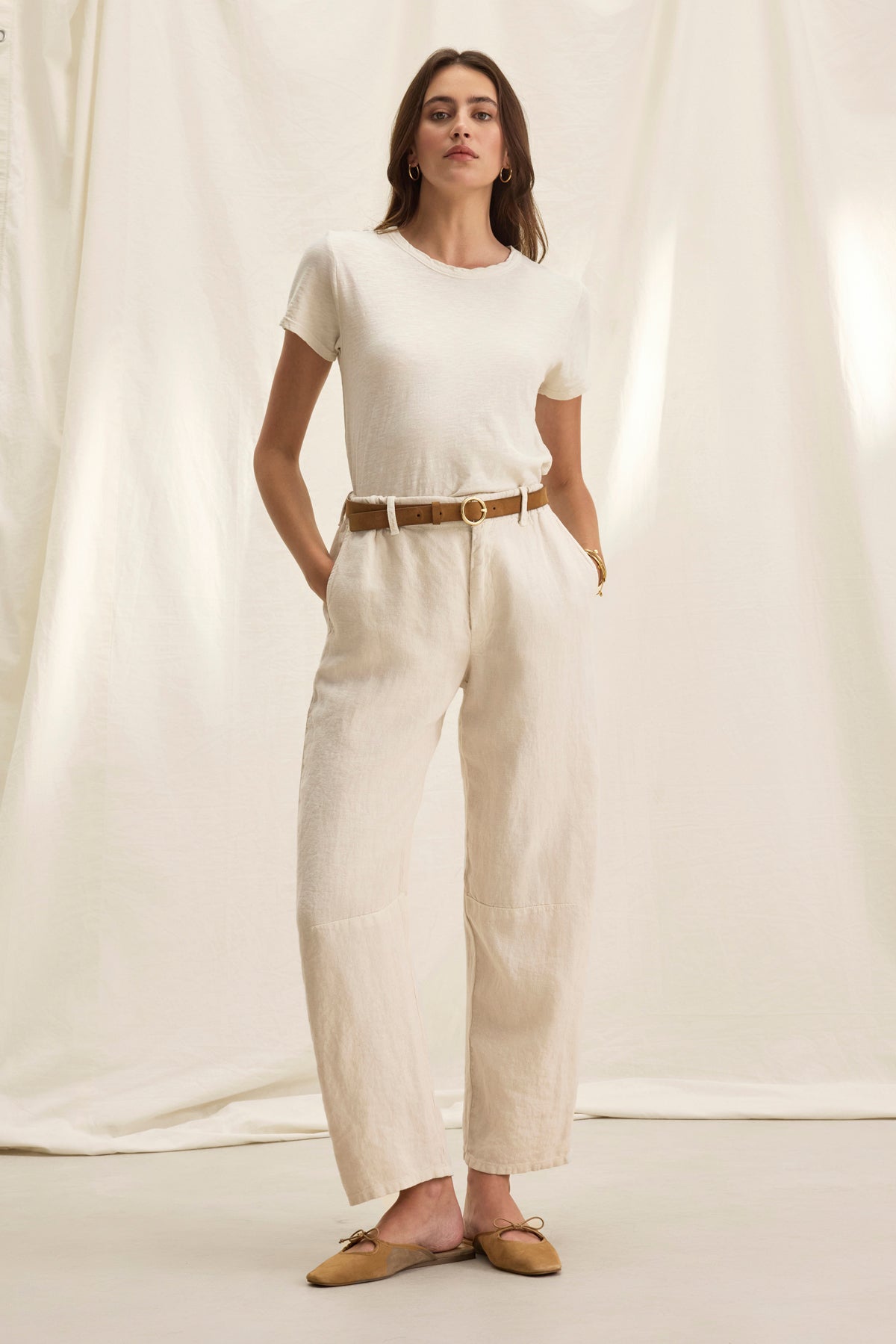 Velvet by Graham & Spencer - Women - Bisque Taylor Heavy Linen Pant