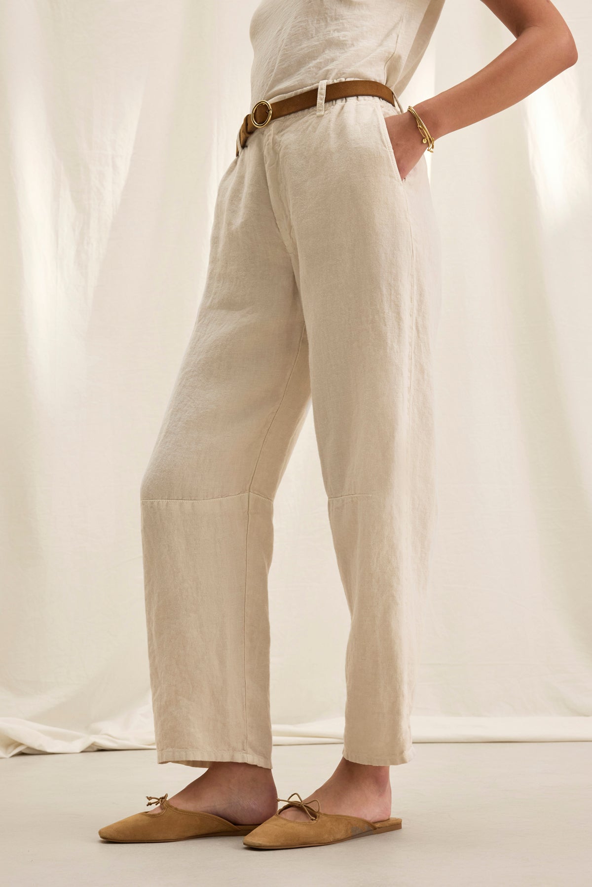 Velvet by Graham & Spencer - Women - Bisque Taylor Heavy Linen Pant