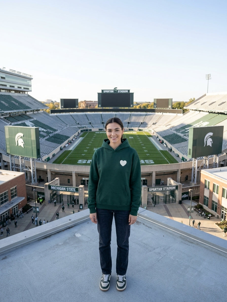 Heart And Stitch - Women - Green Michigan State Hoodie