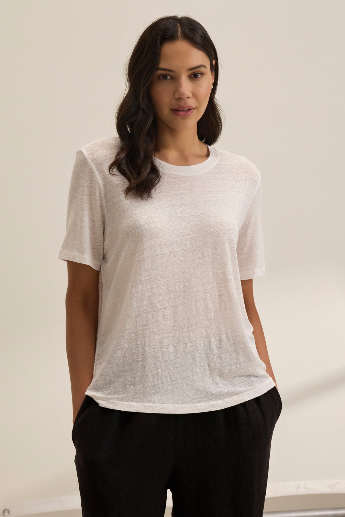 Velvet by Graham & Spencer - Women - White Heritage Linen Knit Tee