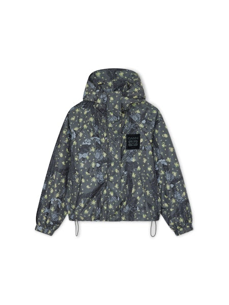 GANNI - Women - Black Sand Printed Nylon Hooded Jacket