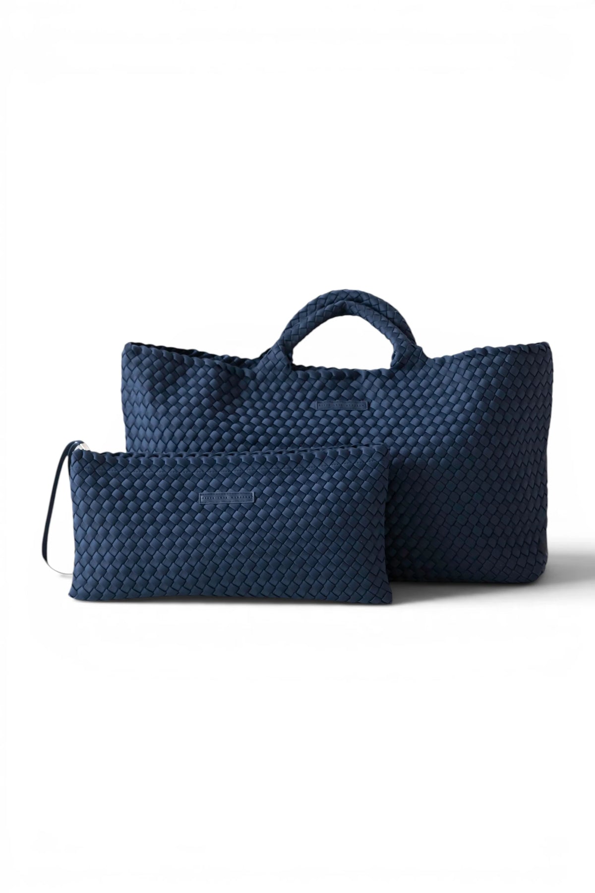 Peace Love Mahjong - Navy Mahjong Bag - Woven Carryall with Tile Pouch
