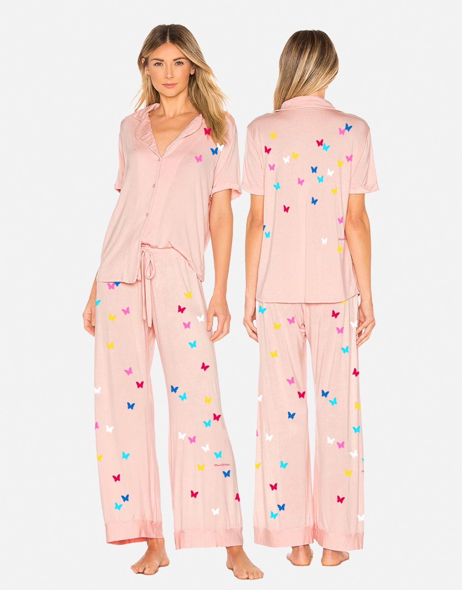 Lauren Moshi - Women - Pale Pink Mini Butterflies Waverly Pajamas, Pale Pink / S