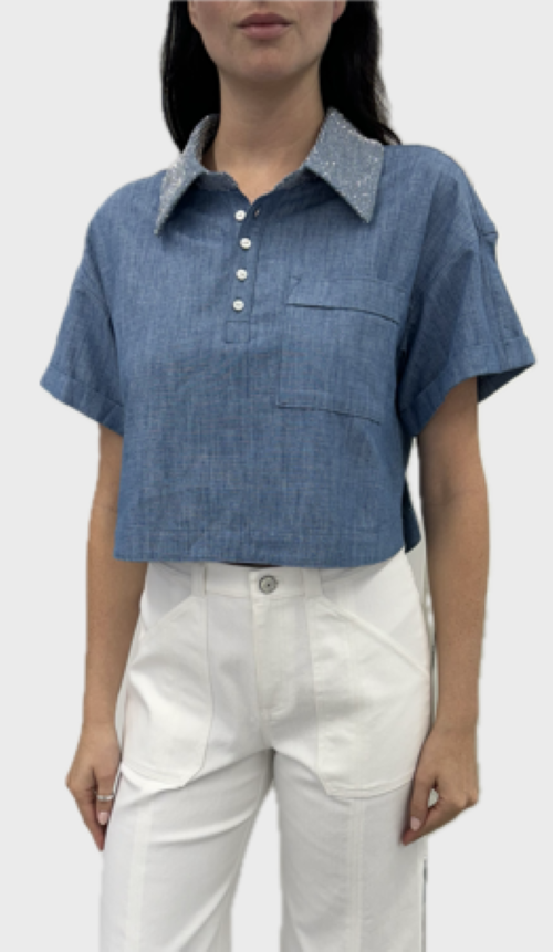 Cinq a Sept - Women - Medium Blue Arno Chambray Top