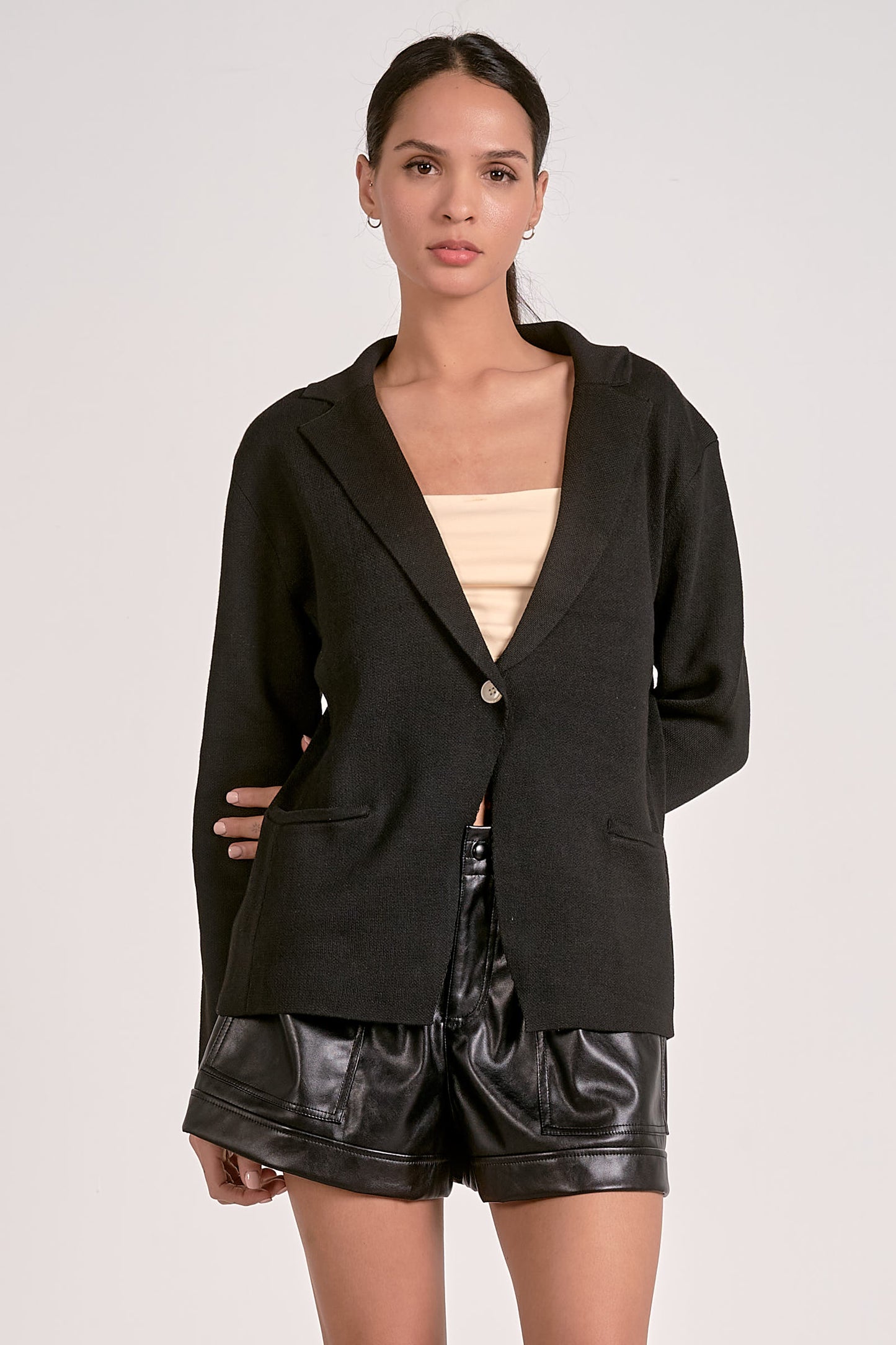 Elan - Women - Black Sweater Blazer