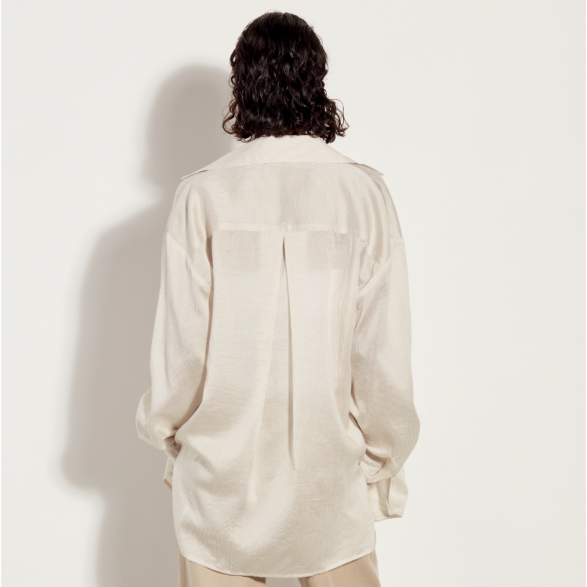 Enza Costa - Women - Khaki Stripe Striped Silk Blend Shirt