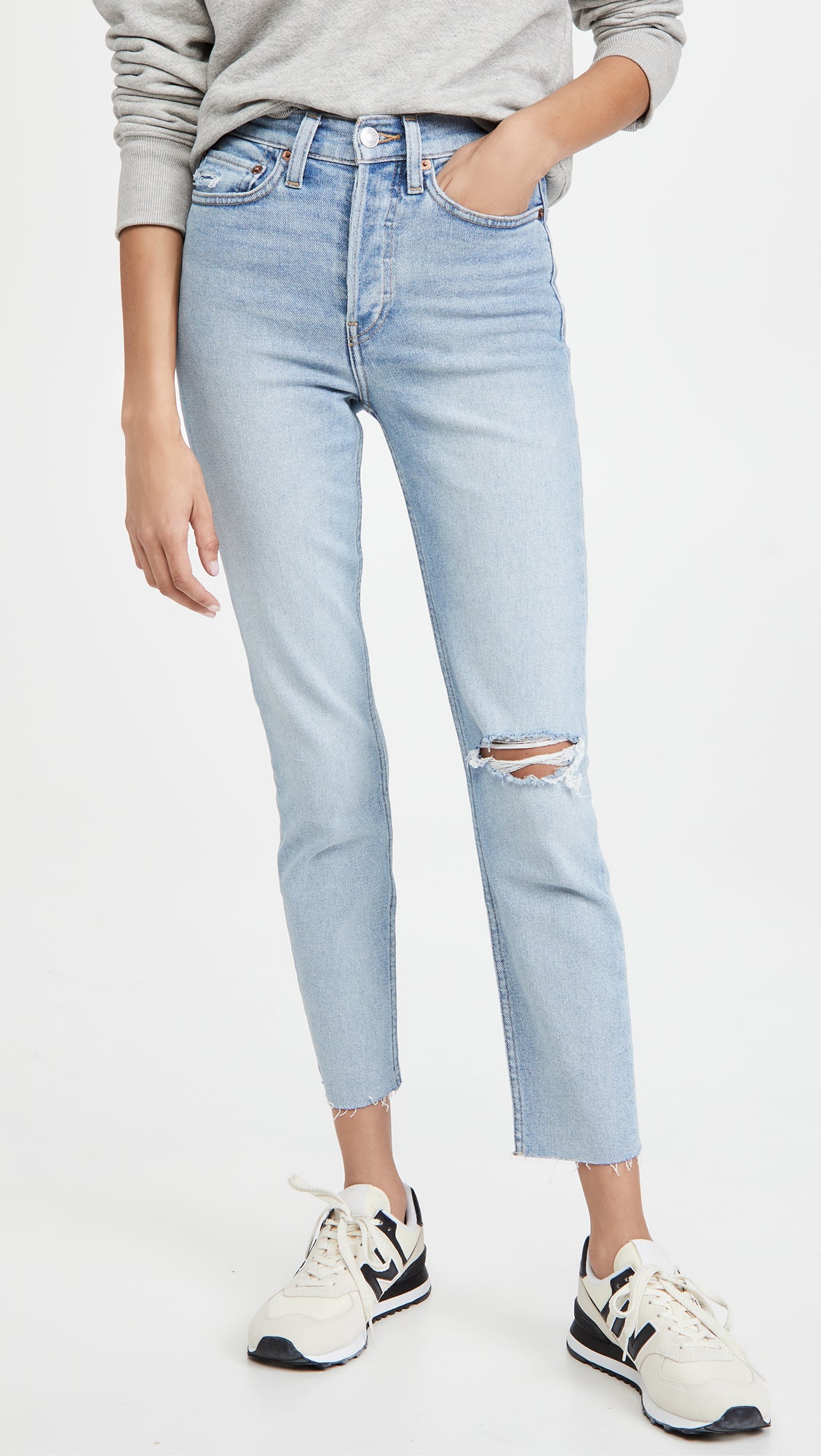 Guys N Gals RE/DONE 90s High Rise Ankle Crop Worn Light Blue