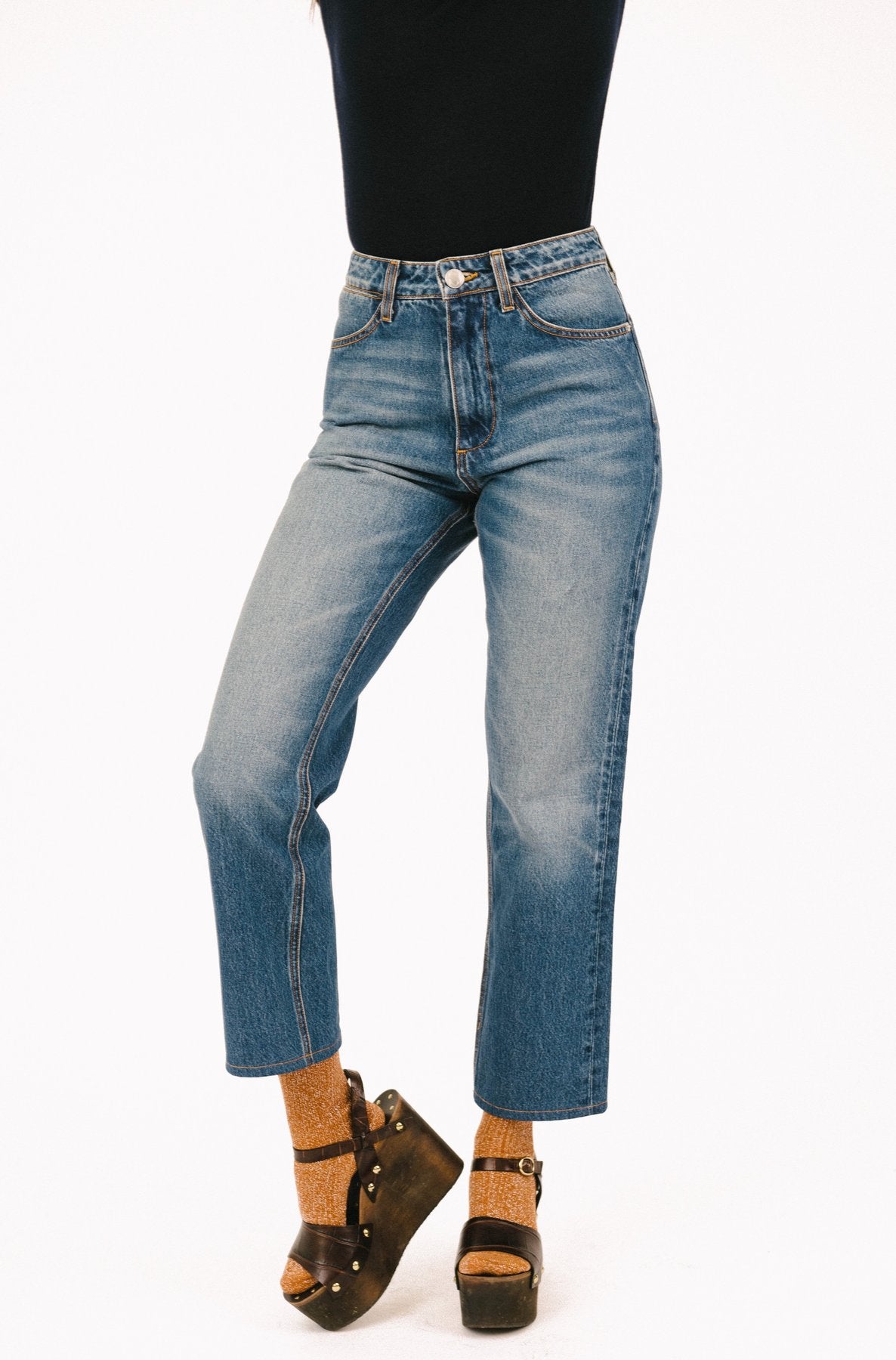 Guys N Gals SPRWMN Cropped Straight Leg Jeans Gainsbrough