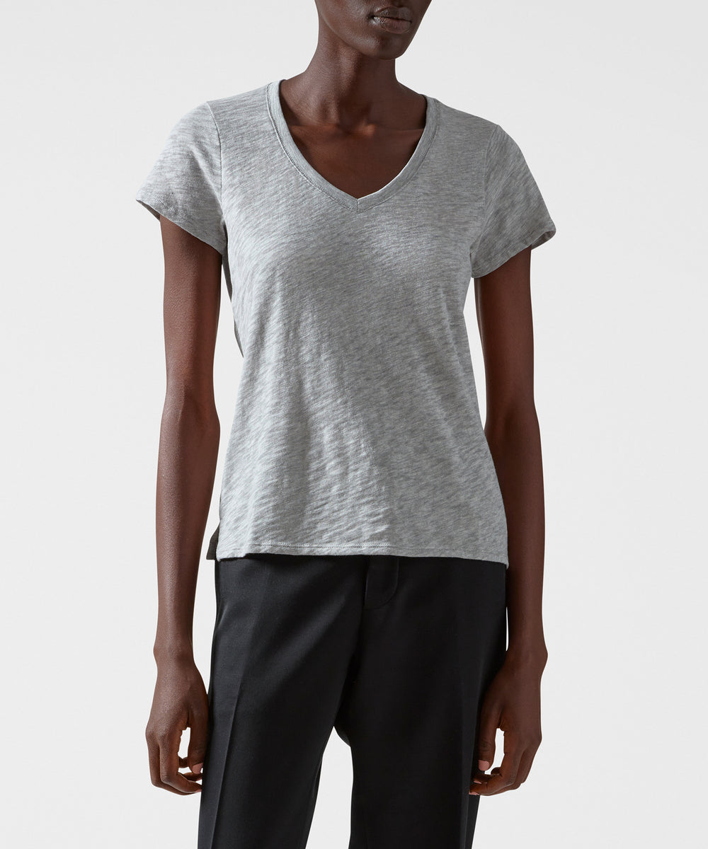 ATM - Women - Slub Jersey Schoolboy V-neck Tee
