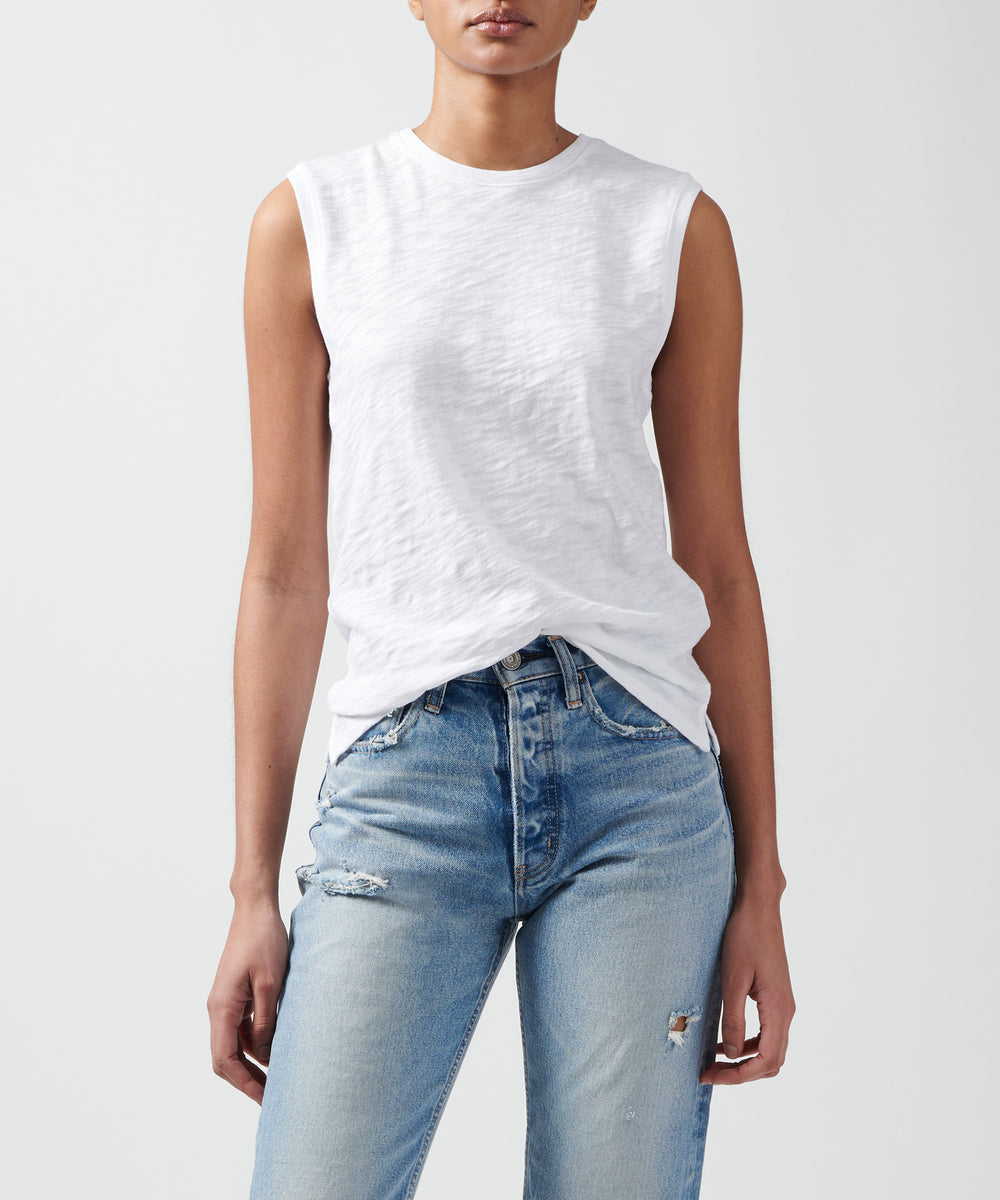 ATM- Women - Slub Jersey Sleeveless Schoolboy Tee