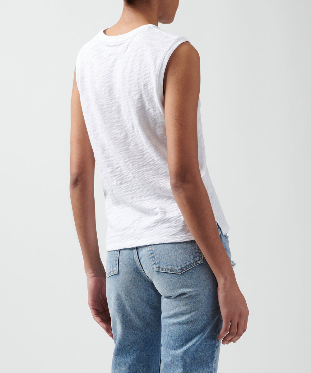 ATM- Women - Slub Jersey Sleeveless Schoolboy Tee