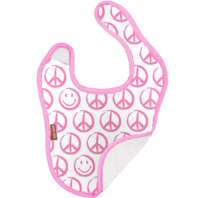 guys n gals baby jar pink peace sign bib