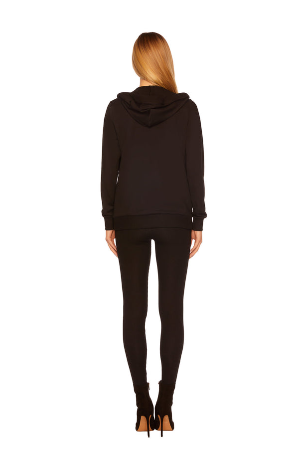 Susana Monaco - Women - Black Rib Trim Zip Hoodie