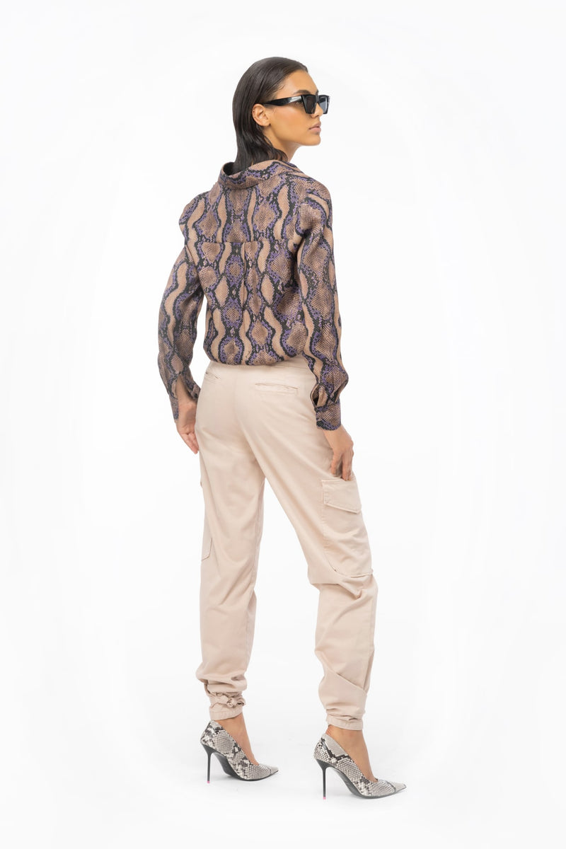 PINKO - Women - Mult. Brown/Lilac Shirt With Snake Motif