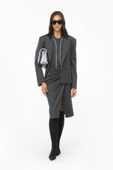 Pinko - Women - Dark Grey Calf-Length Skirt with Twist Detail