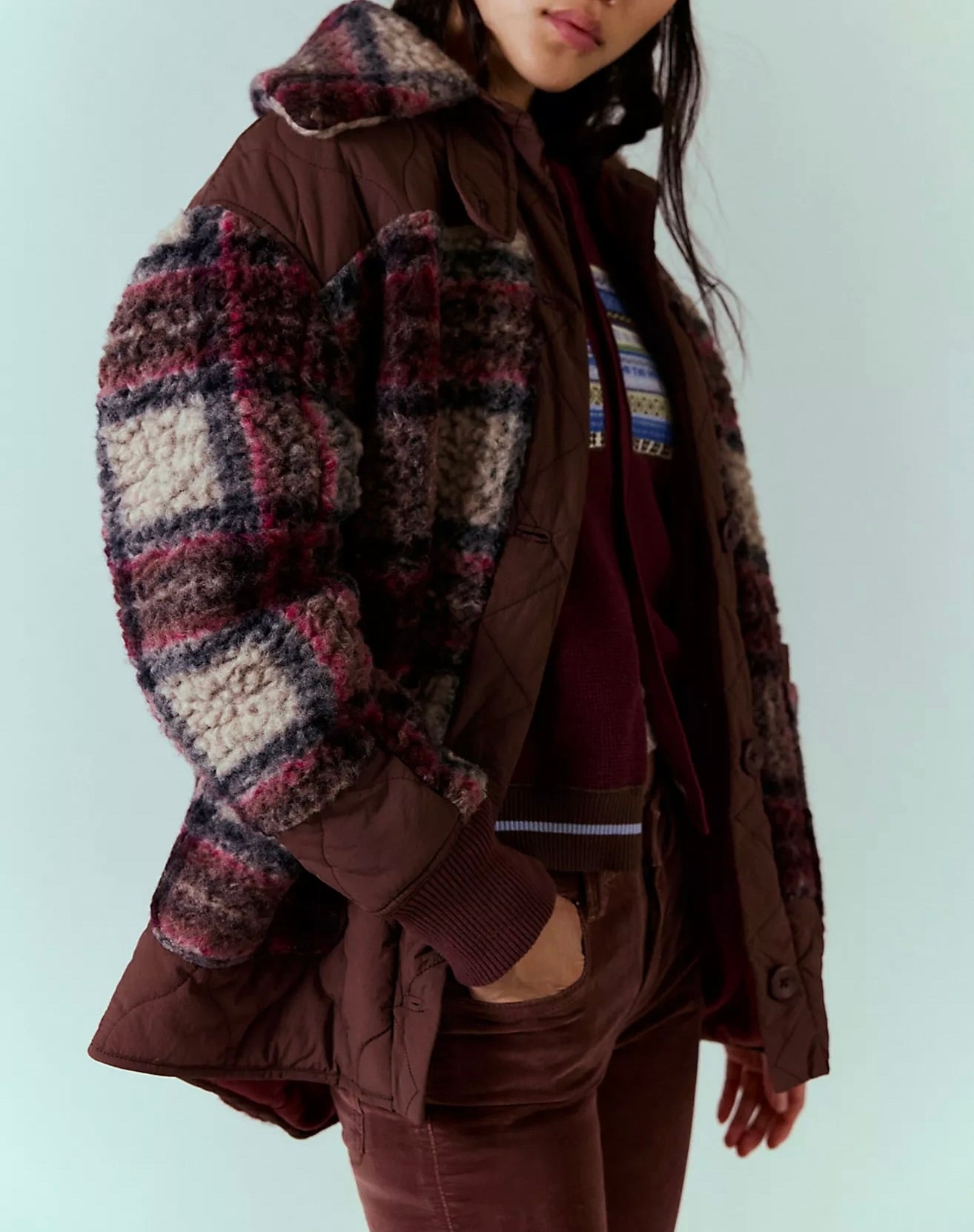 Free People - Women -  Pomegranate Sana Combo Quilted Bomber