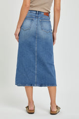Hidden Jeans - Women - Medium Dark Peyton Side Slit Stretch Midi Skirt