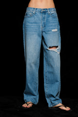 Guys N Gals - Women - Medium Blue Mid Rise Baggy Dad Jeans