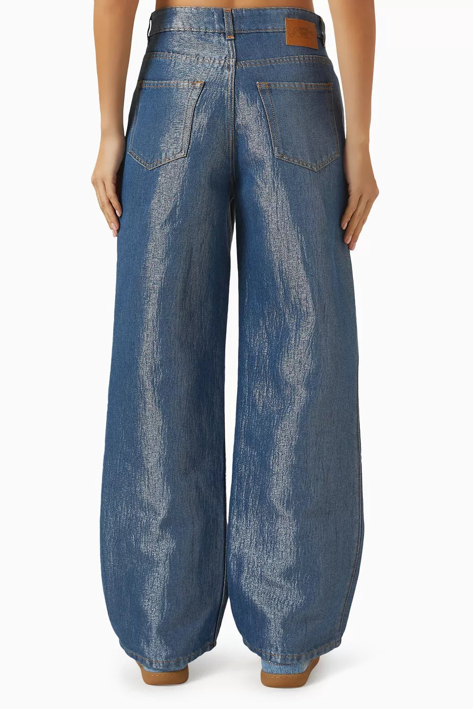 Ganni - Women- Blue  Shiny Weft Denim Izey
