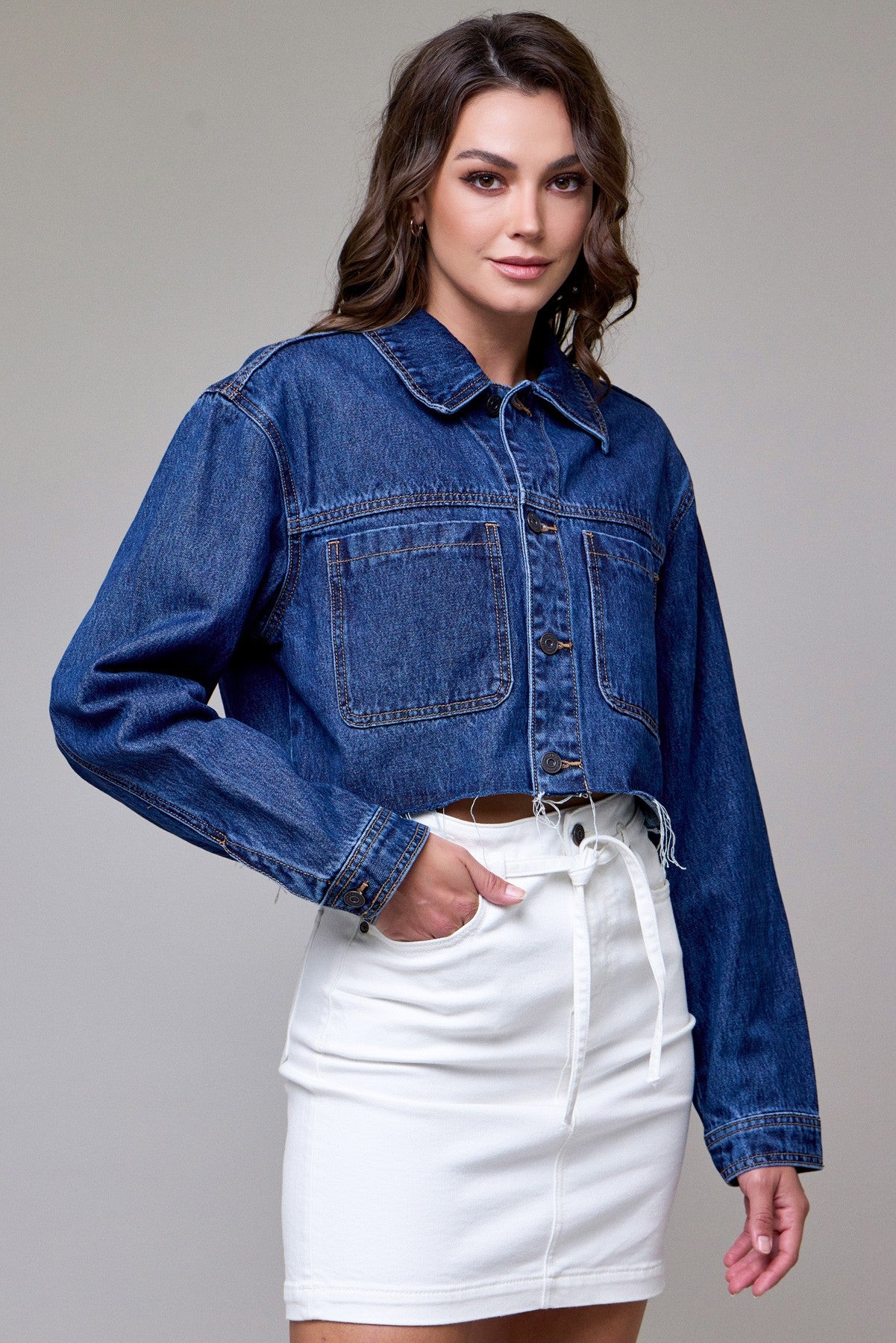 Hidden - Women - Dark Wash Classic Cropped Jacket