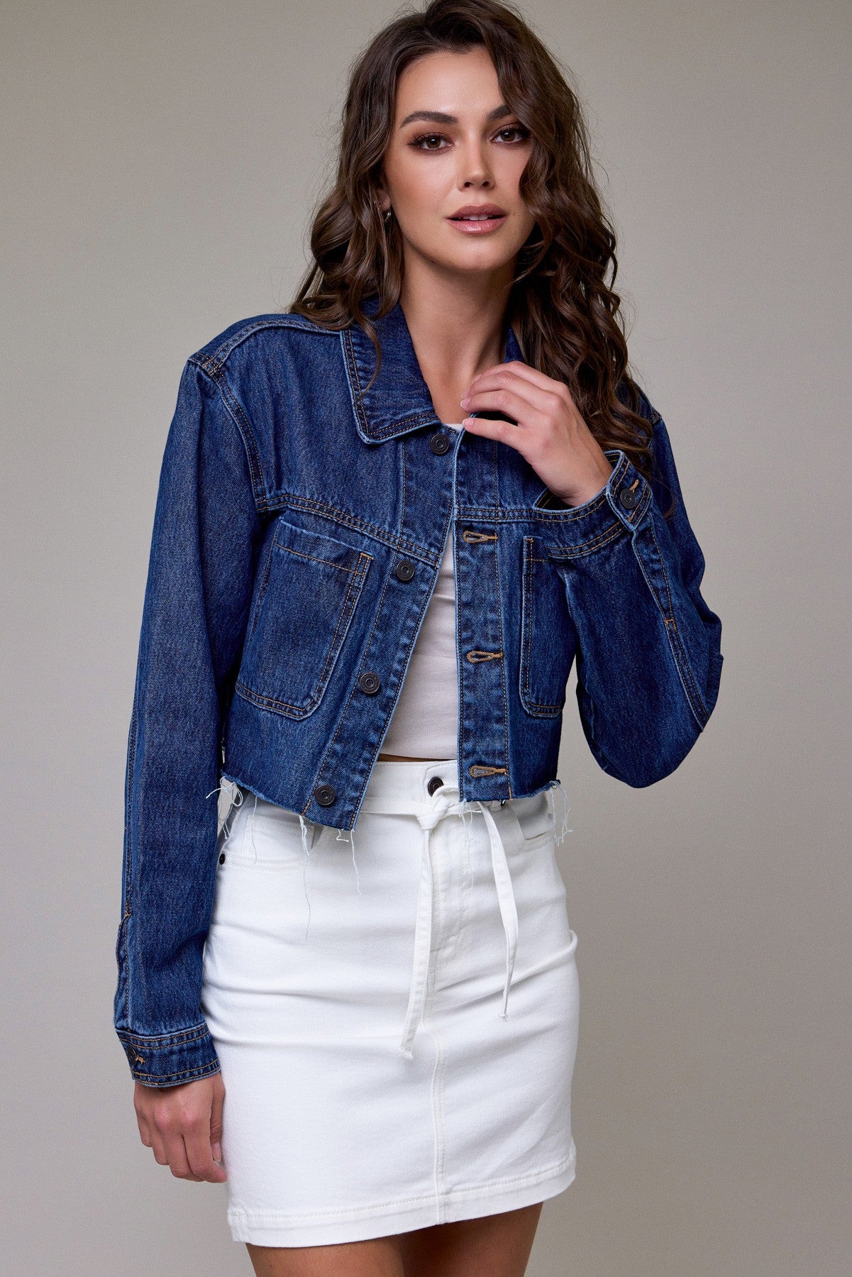 Hidden - Women - Dark Wash Classic Cropped Jacket