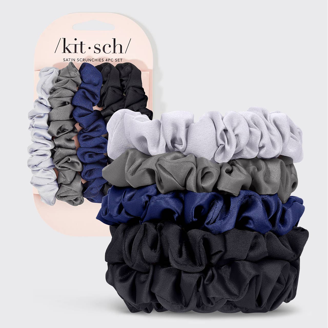 Guys N Gals - Satin Petite Scrunchies - 5PC Set - Midnight