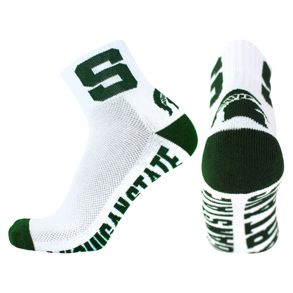 Michigan State Mens White Quarter Socks
