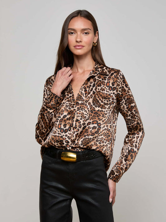 L'agence - Women - Cinnamon Swirl Paisley Leopard Tyler Silk Blouse