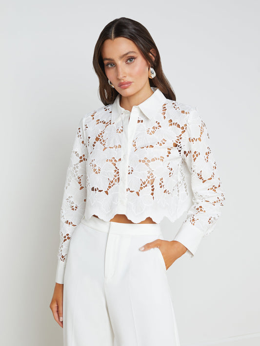 L'Agence - Women - White Seychelle Lace Cropped Blouse