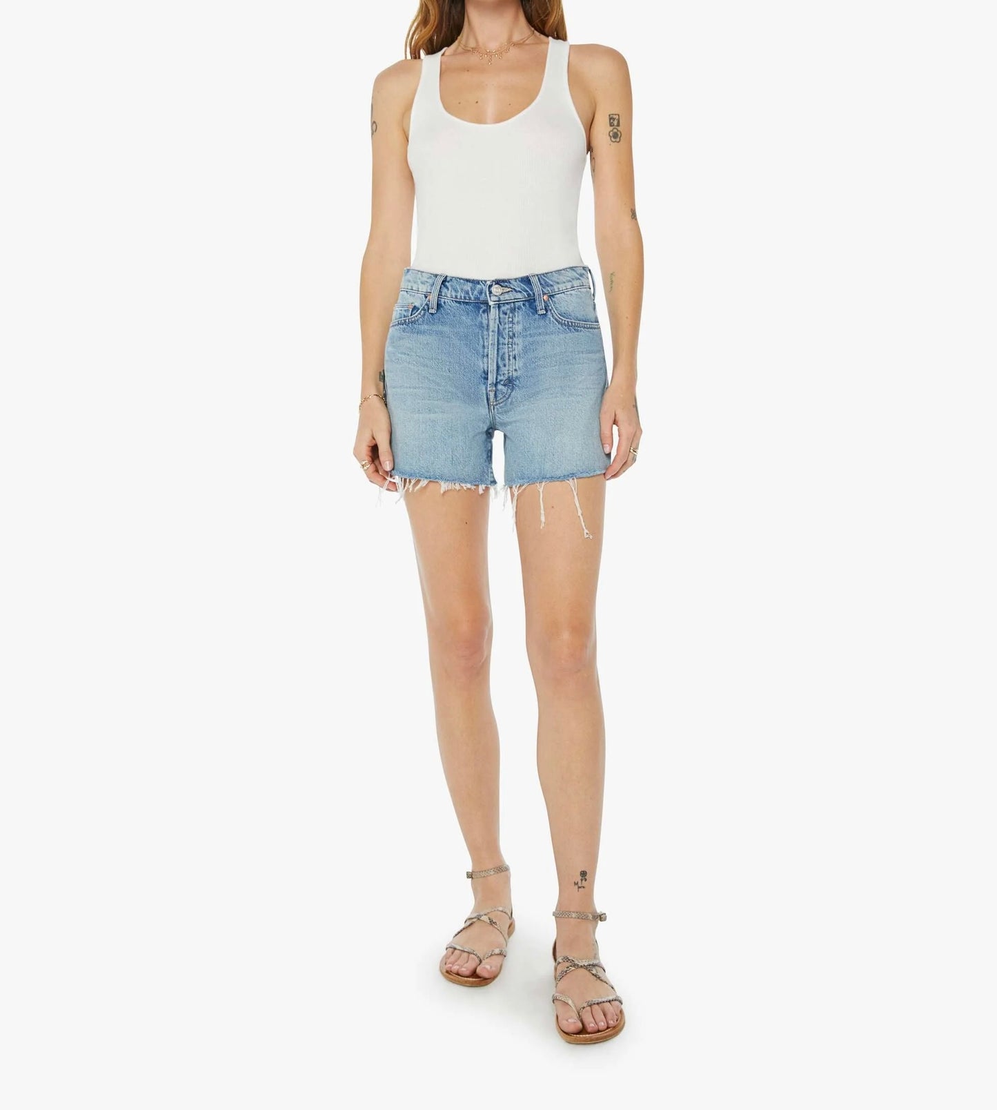 MOTHER Denim - Women - Leap At The Chance The Skipper Short and Long Fray
