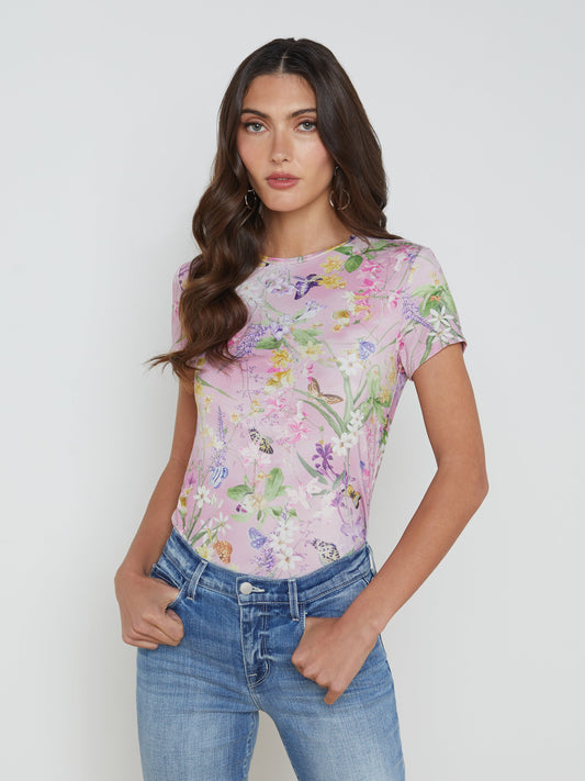L'Agence - Women - Lilac Snow Botanical Butterfly Ressi Fitted Tee