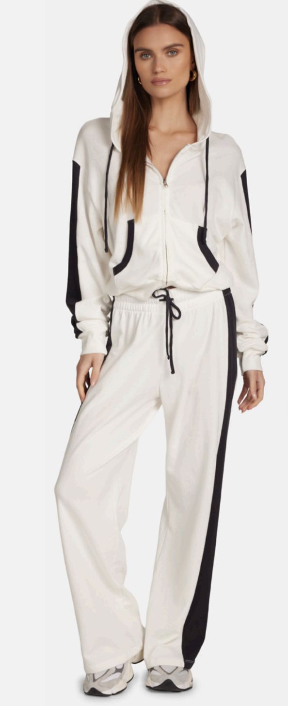 Michael Lauren - Women-  Milk/Black  Lux Wider Leg Pant