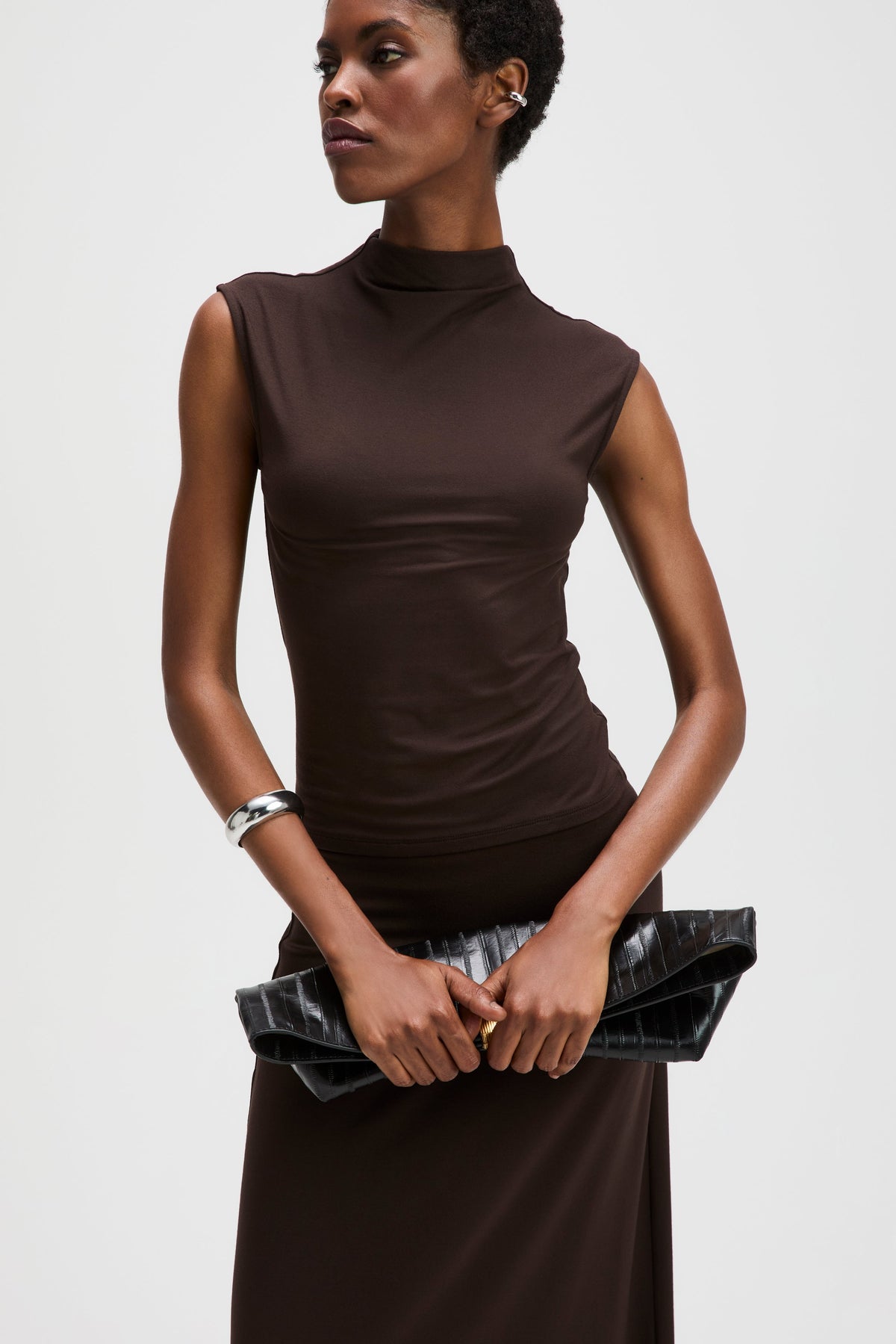 Soldout.nyc  - Women - Chocolate Mock Neck top