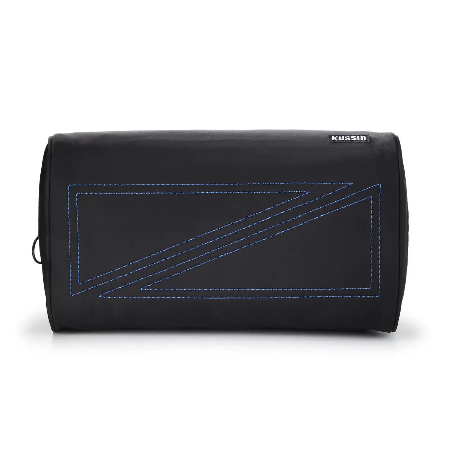 KUSSHI Unisex Dopp Kit Satin Black Fabric with Cool Blue Interior
