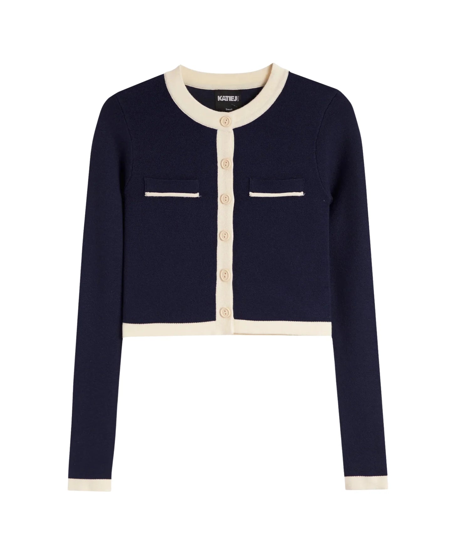 KatieJ NYC - Tween - Evening Blue/Cream Whitney Colorblock Pocket Cardigan